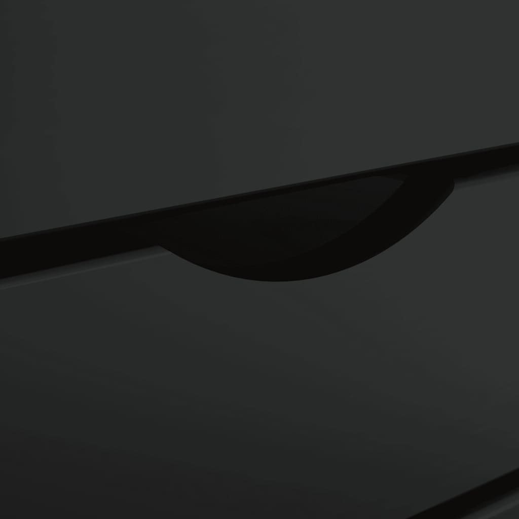 Rolling Cabinet with Drawers MOSS Black Solid Wood Pine