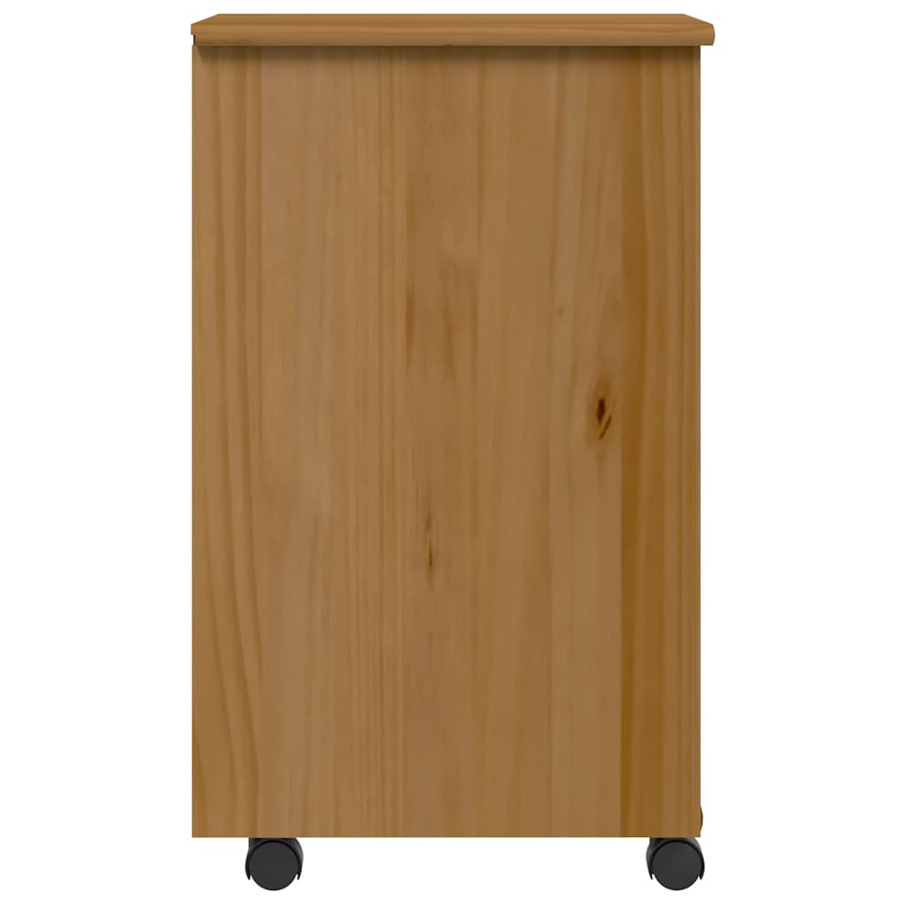 Rolling Cabinet with Drawers MOSS Honey Brown Solid Wood Pine