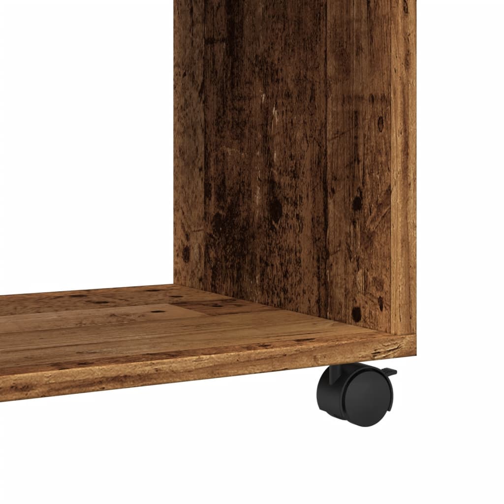 Side Table with Wheels Old Wood 70x35x60 cm Engineered Wood