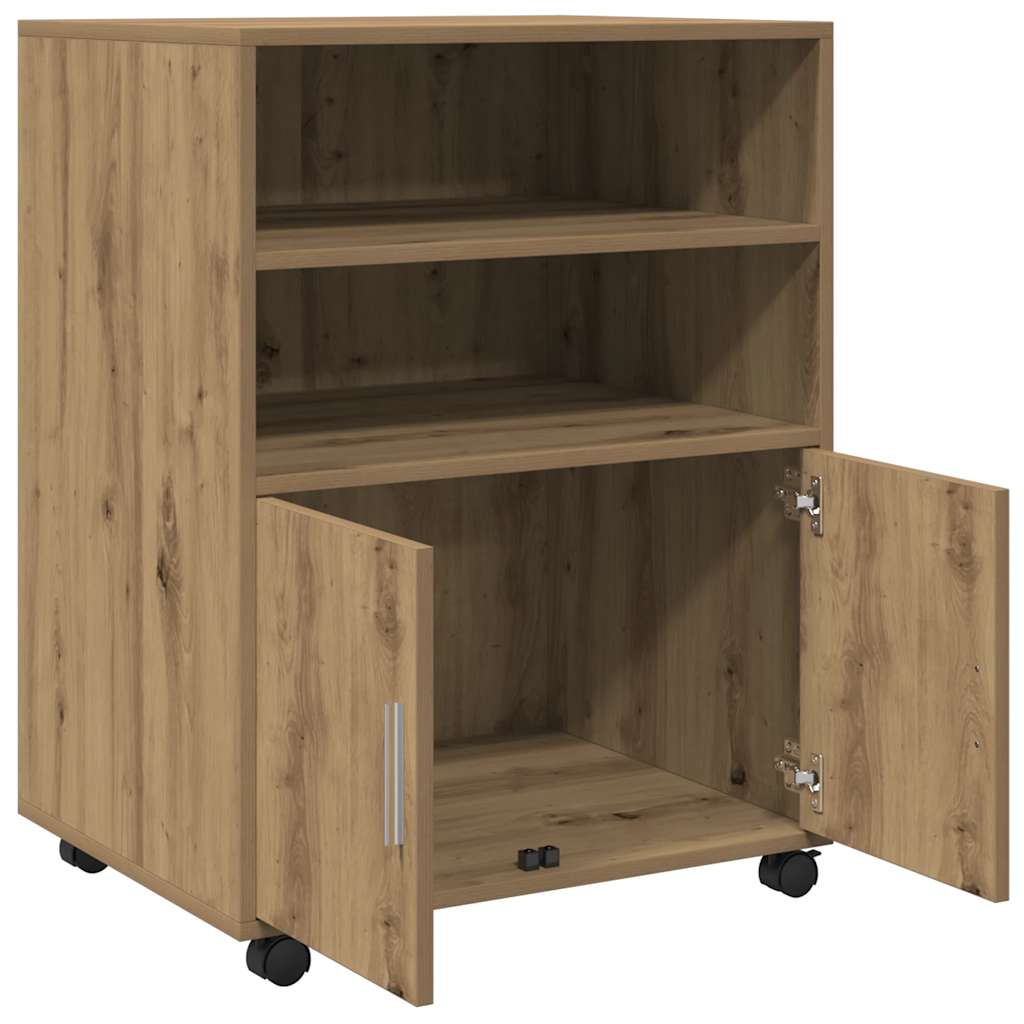 Rolling Cabinet Artisian Oak 60x48x81 cm Engineered Wood