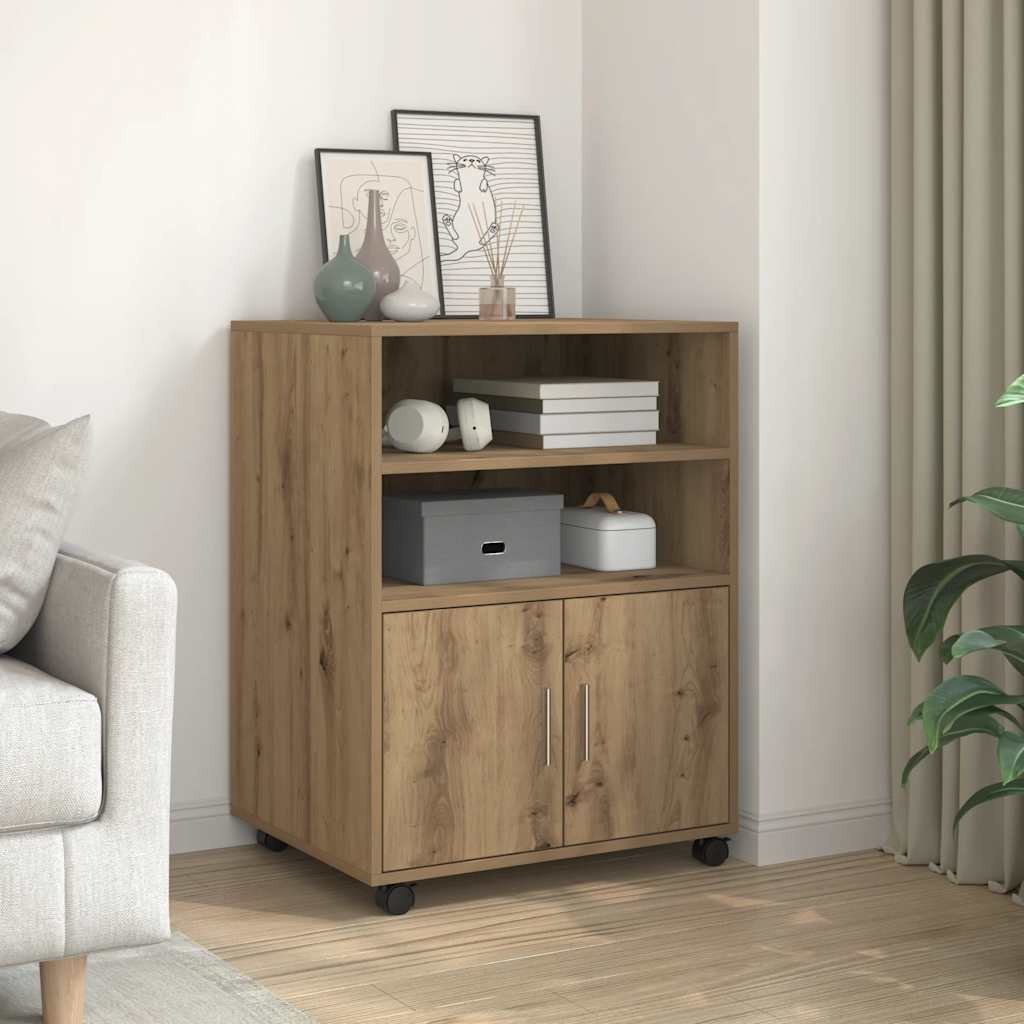 Rolling Cabinet Artisian Oak 60x48x81 cm Engineered Wood