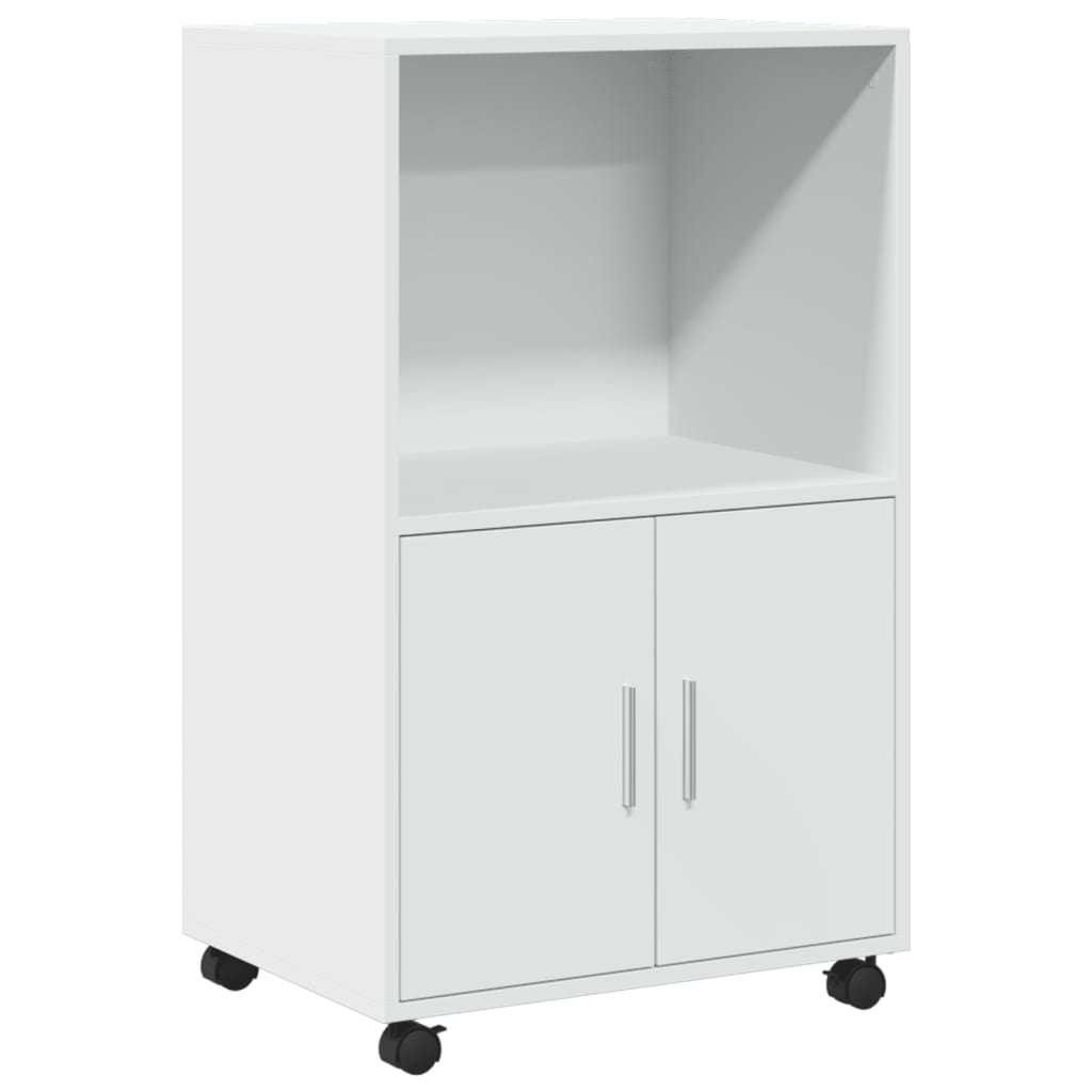 Rolling Cabinet White 55x40x91 cm Engineered Wood
