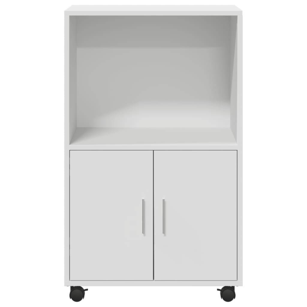Rolling Cabinet White 55x40x91 cm Engineered Wood