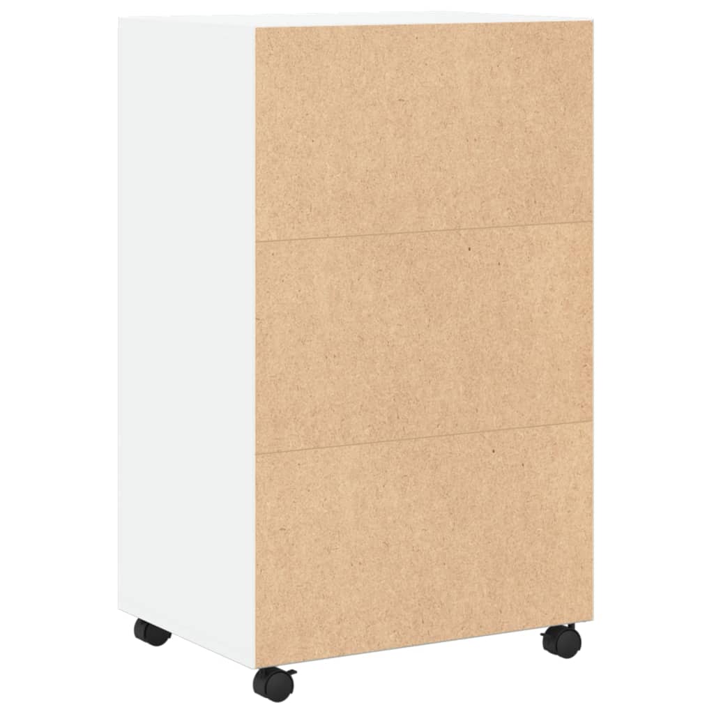 Rolling Cabinet White 55x40x91 cm Engineered Wood
