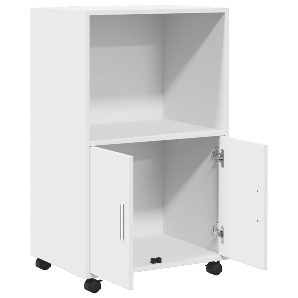 Rolling Cabinet White 55x40x91 cm Engineered Wood