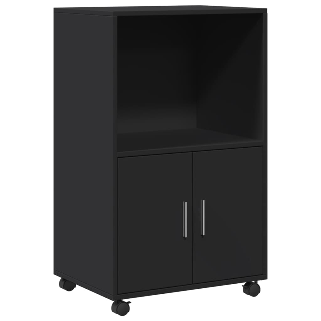 Rolling Cabinet Black 55x40x91 cm Engineered Wood
