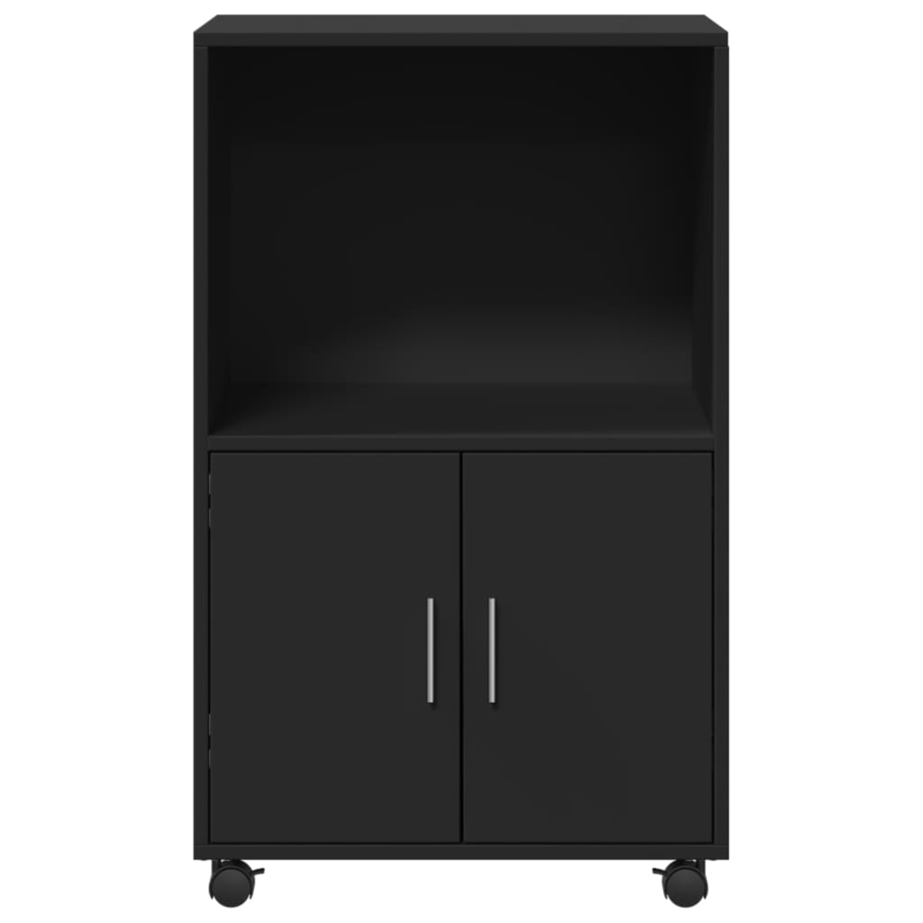 Rolling Cabinet Black 55x40x91 cm Engineered Wood