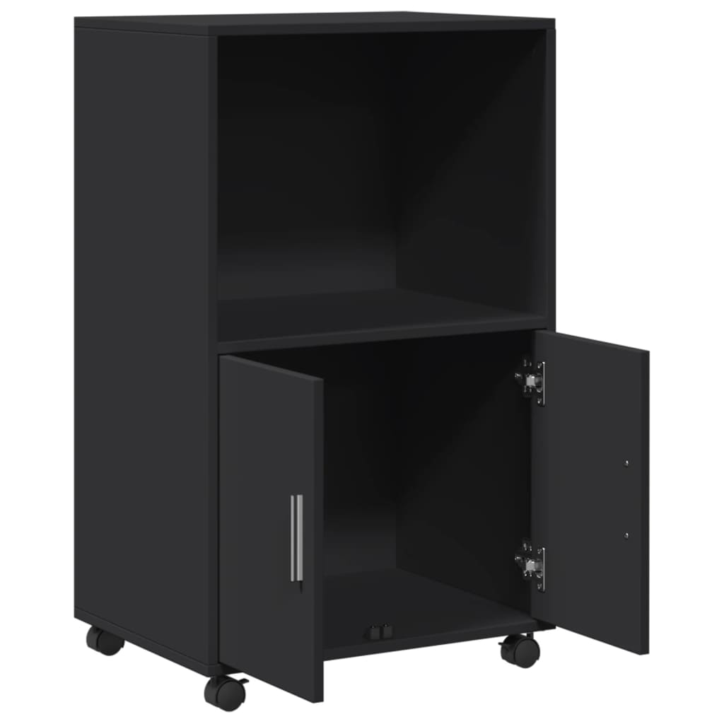 Rolling Cabinet Black 55x40x91 cm Engineered Wood