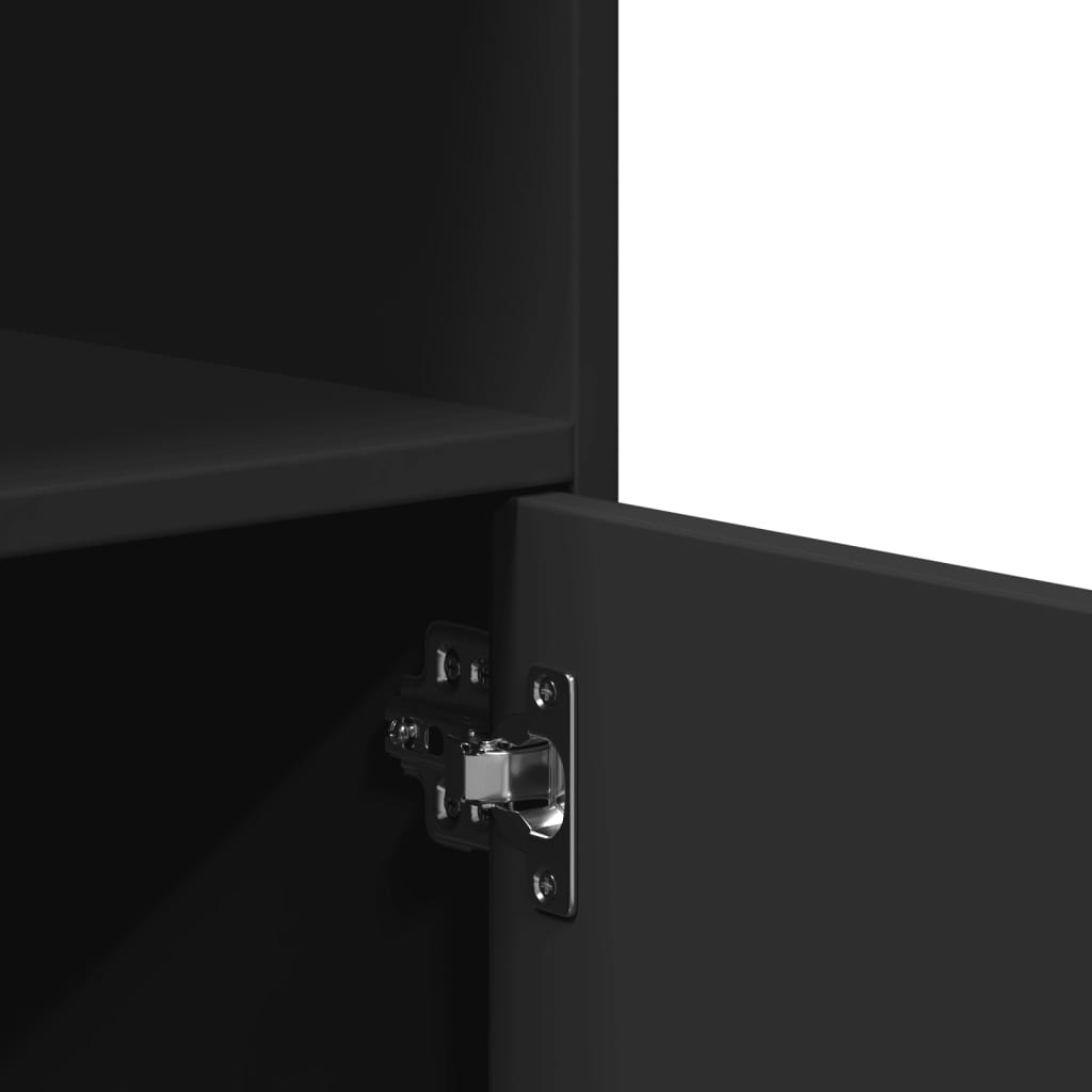 Rolling Cabinet Black 55x40x91 cm Engineered Wood