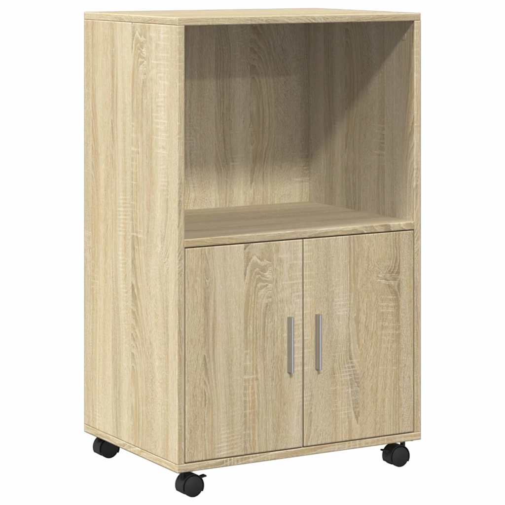 Rolling Cabinet Sonoma Oak 55x40x91 cm Engineered Wood