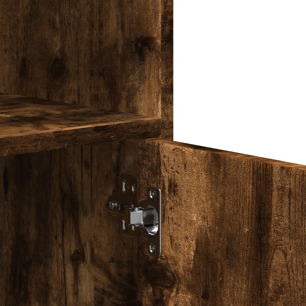 Rolling Cabinet Smoked Oak 55x40x91 cm Engineered Wood