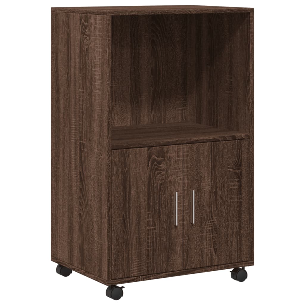 Rolling Cabinet Brown Oak 55x40x91 cm Engineered Wood