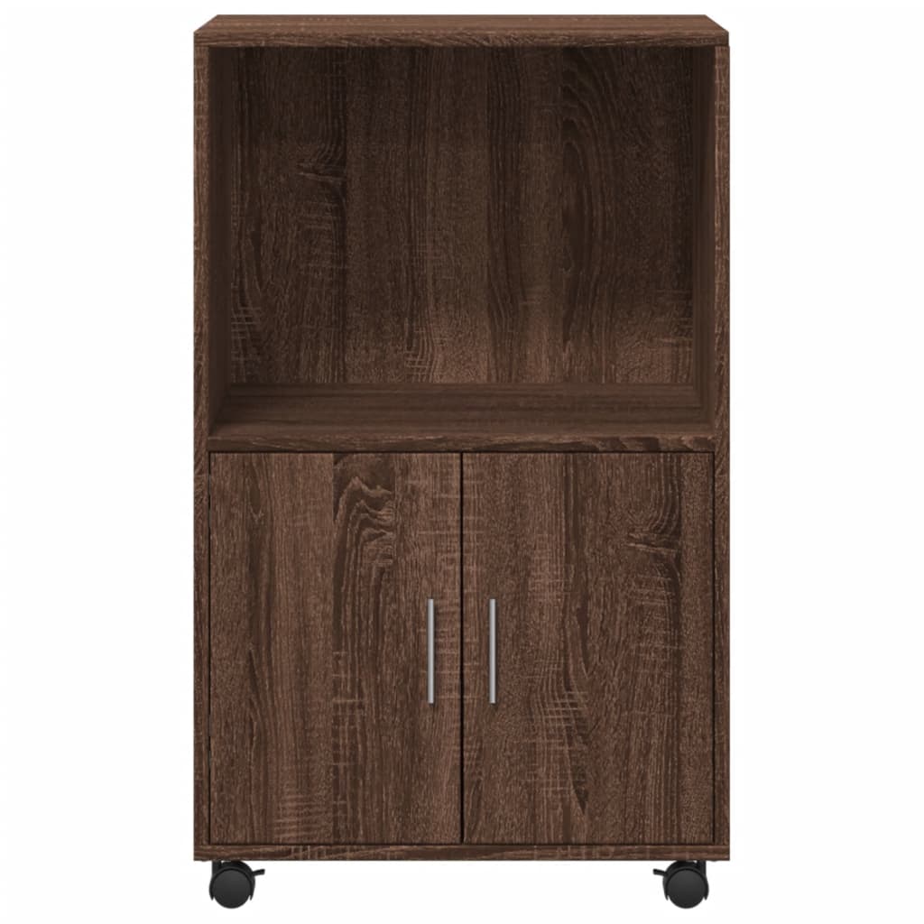 Rolling Cabinet Brown Oak 55x40x91 cm Engineered Wood