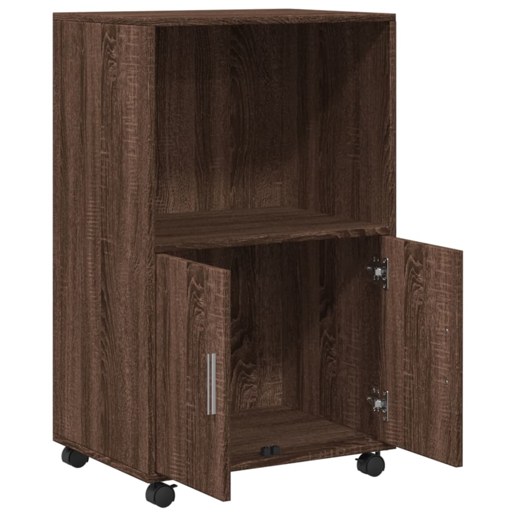 Rolling Cabinet Brown Oak 55x40x91 cm Engineered Wood