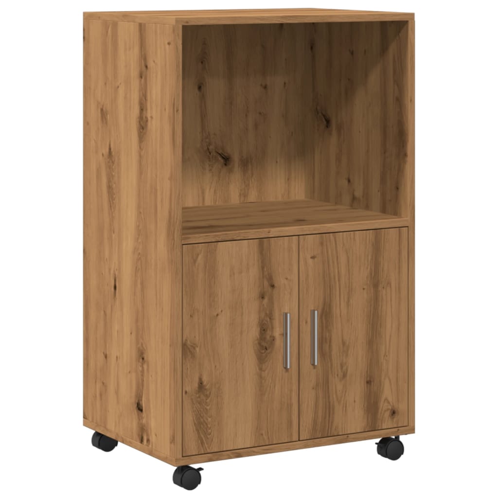 Rolling Cabinet Artisian Oak 55x40x91 cm Engineered Wood