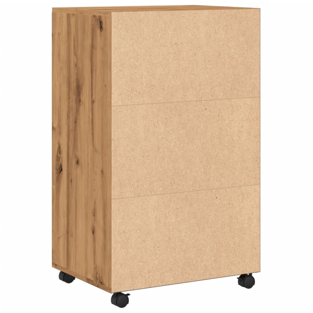 Rolling Cabinet Artisian Oak 55x40x91 cm Engineered Wood