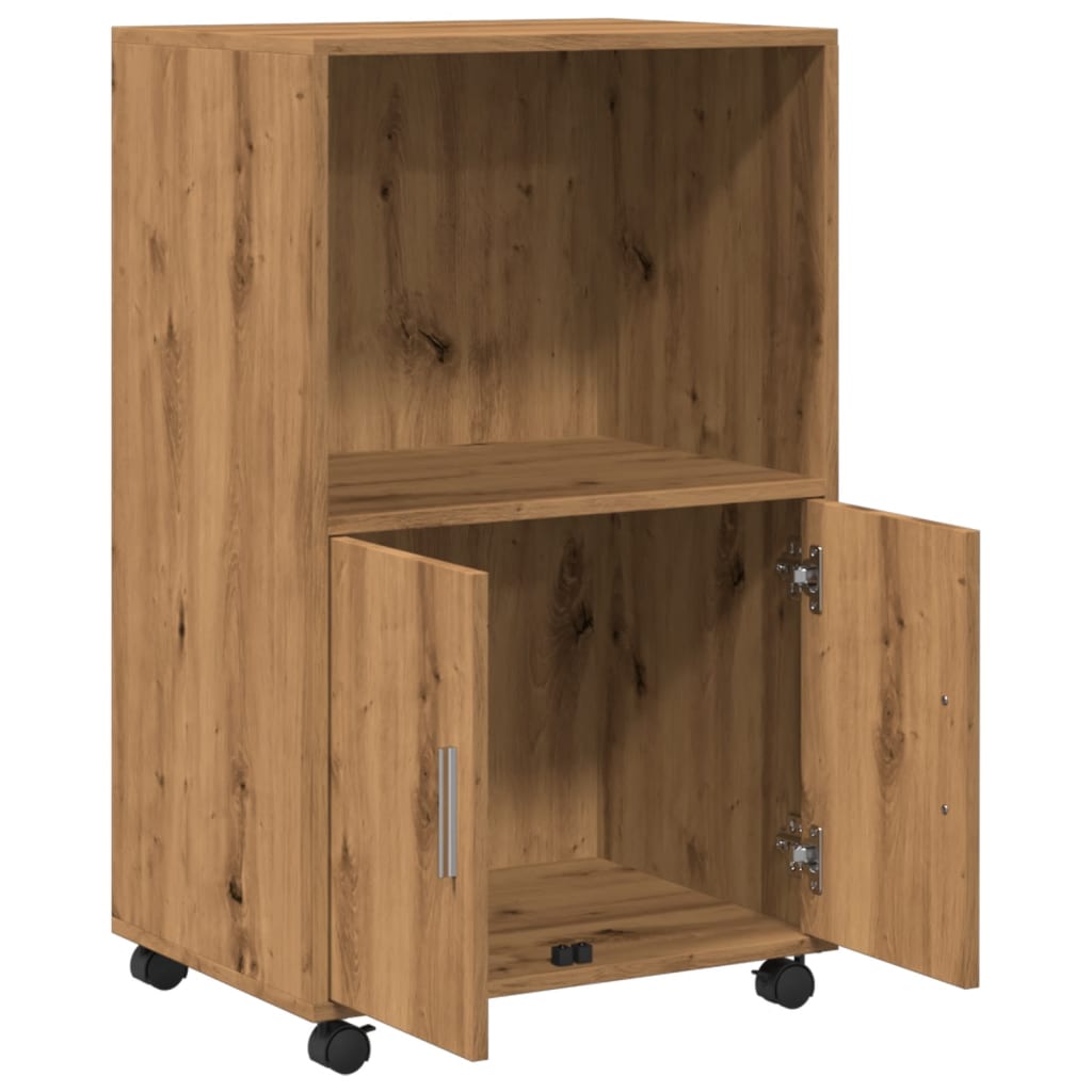 Rolling Cabinet Artisian Oak 55x40x91 cm Engineered Wood