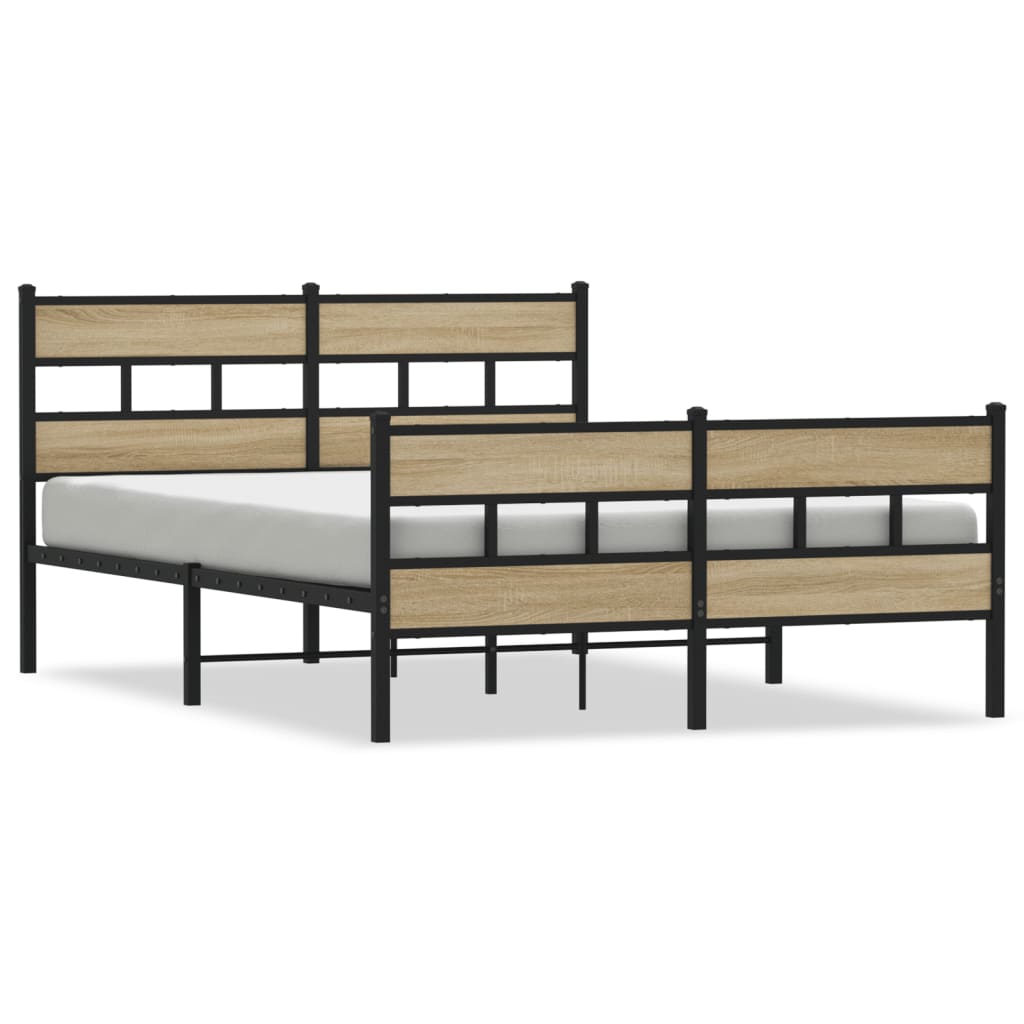Metal Bed Frame without Mattress Sonoma Oak 160x200 cm