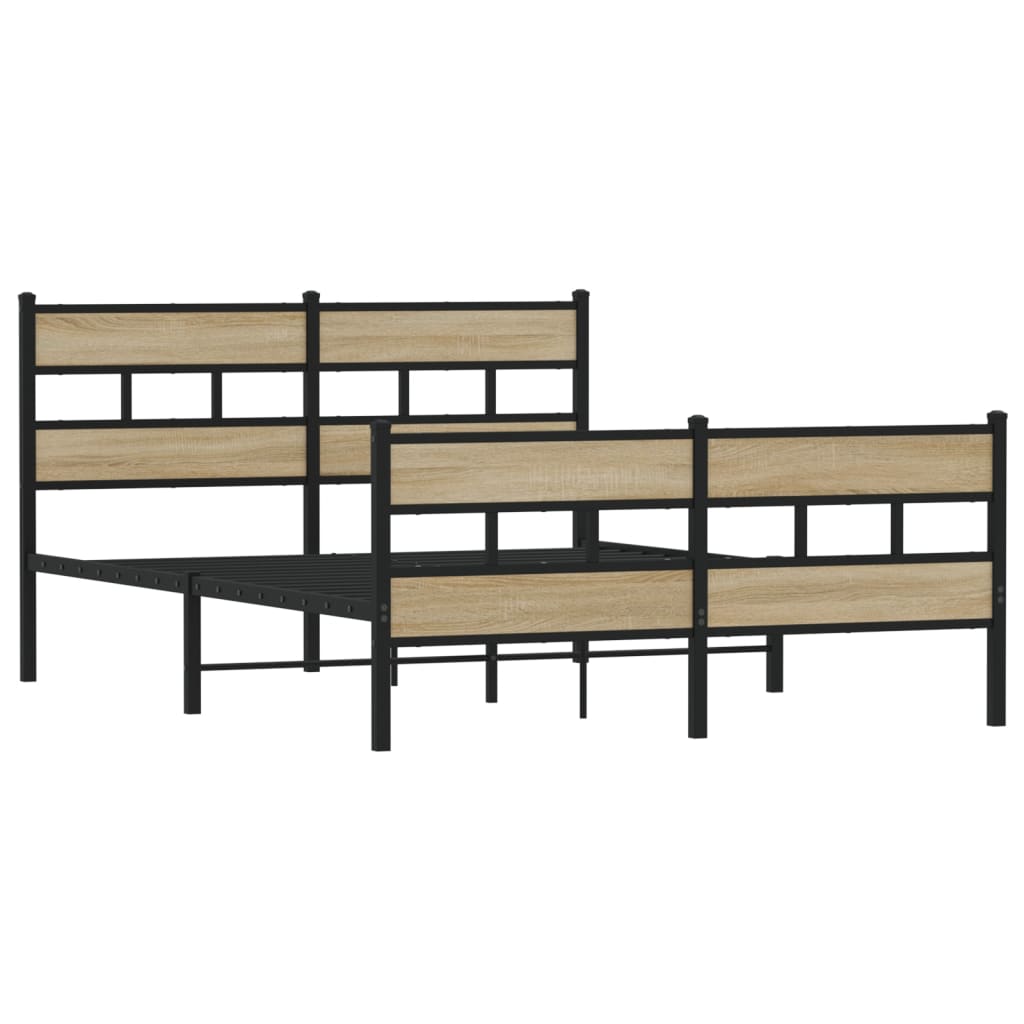 Metal Bed Frame without Mattress Sonoma Oak 160x200 cm