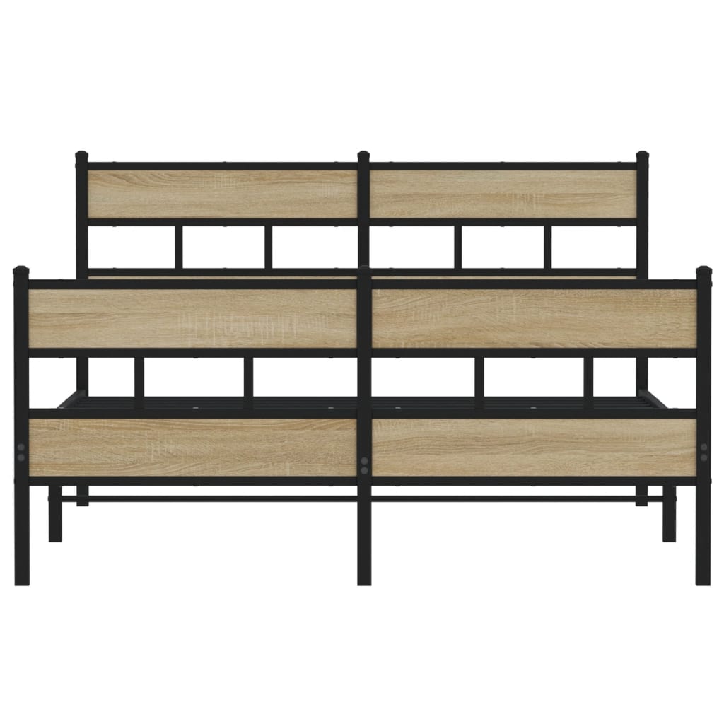 Metal Bed Frame without Mattress Sonoma Oak 160x200 cm