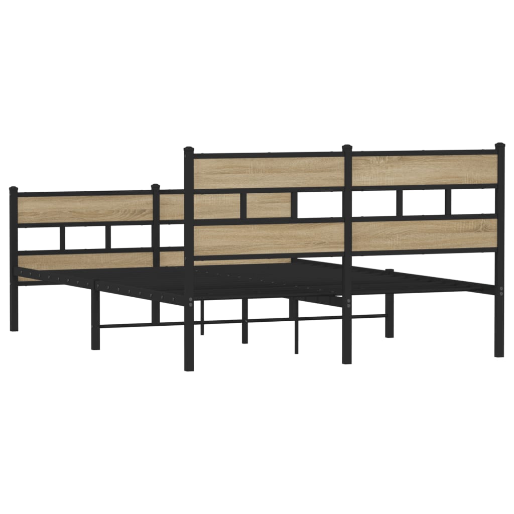 Metal Bed Frame without Mattress Sonoma Oak 160x200 cm