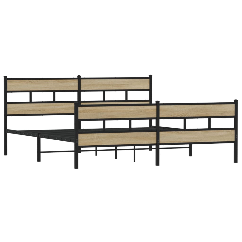 Metal Bed Frame without Mattress Sonoma Oak 183x213 cm