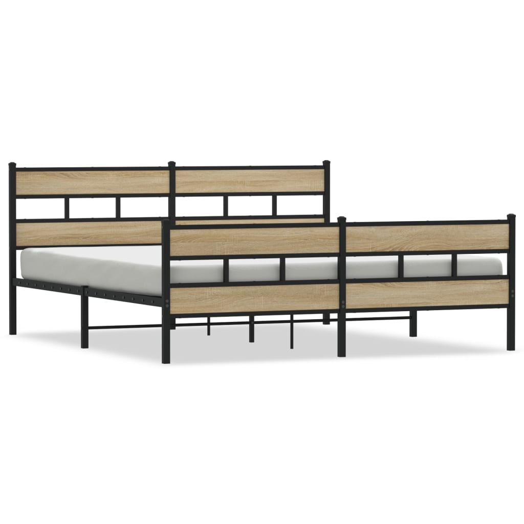Metal Bed Frame without Mattress Sonoma Oak 193x203 cm