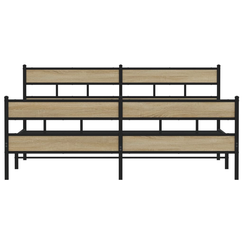 Metal Bed Frame without Mattress Sonoma Oak 193x203 cm