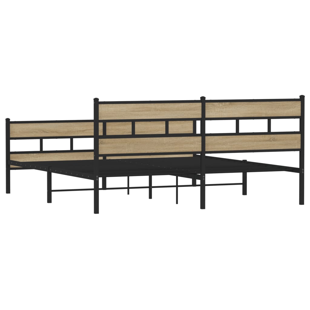 Metal Bed Frame without Mattress Sonoma Oak 193x203 cm