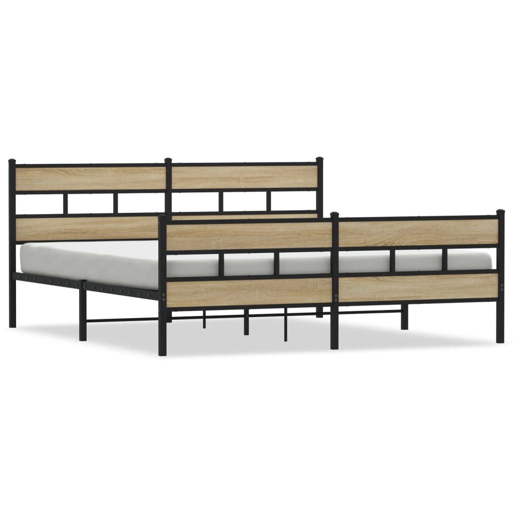 Metal Bed Frame without Mattress Sonoma Oak 200x200 cm