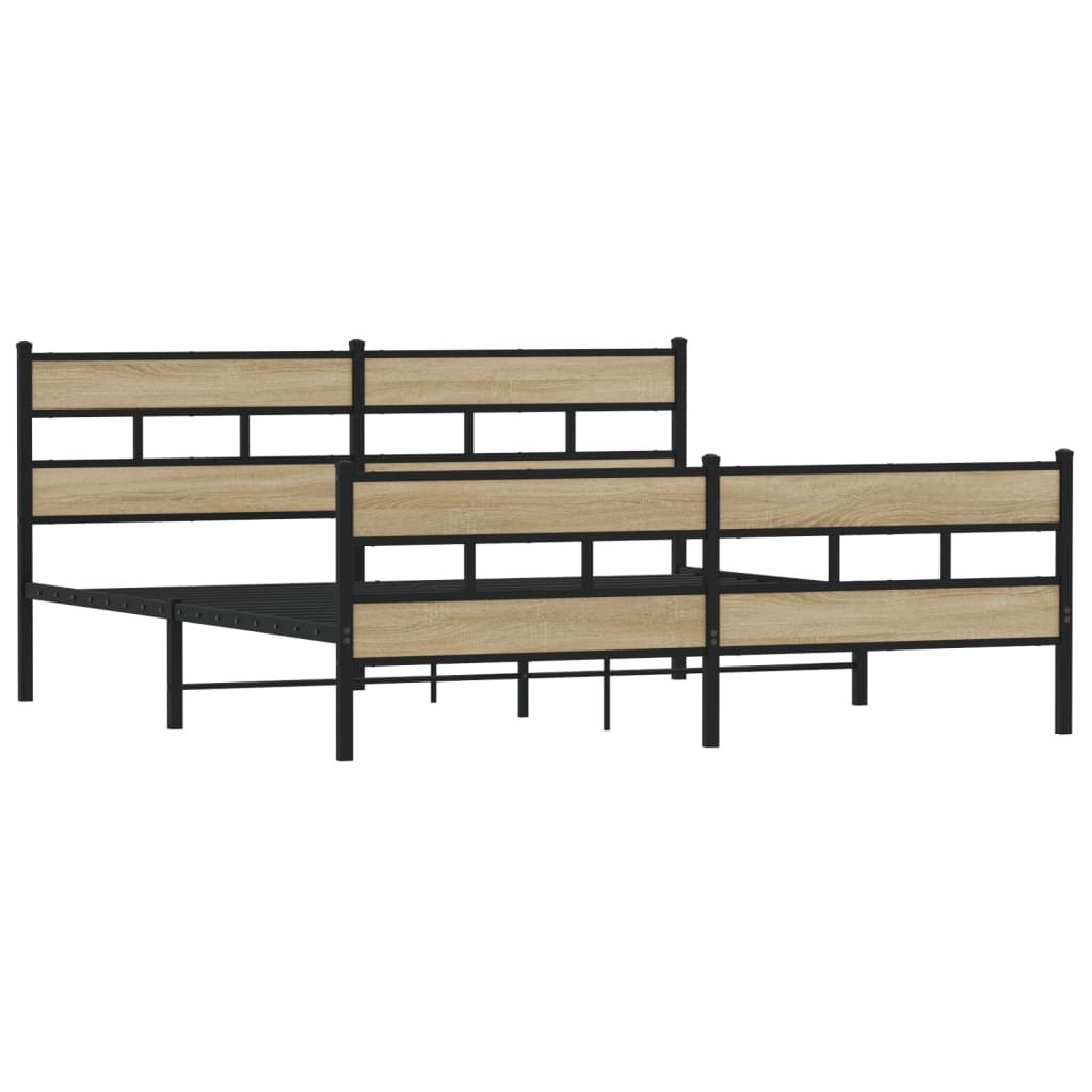 Metal Bed Frame without Mattress Sonoma Oak 200x200 cm
