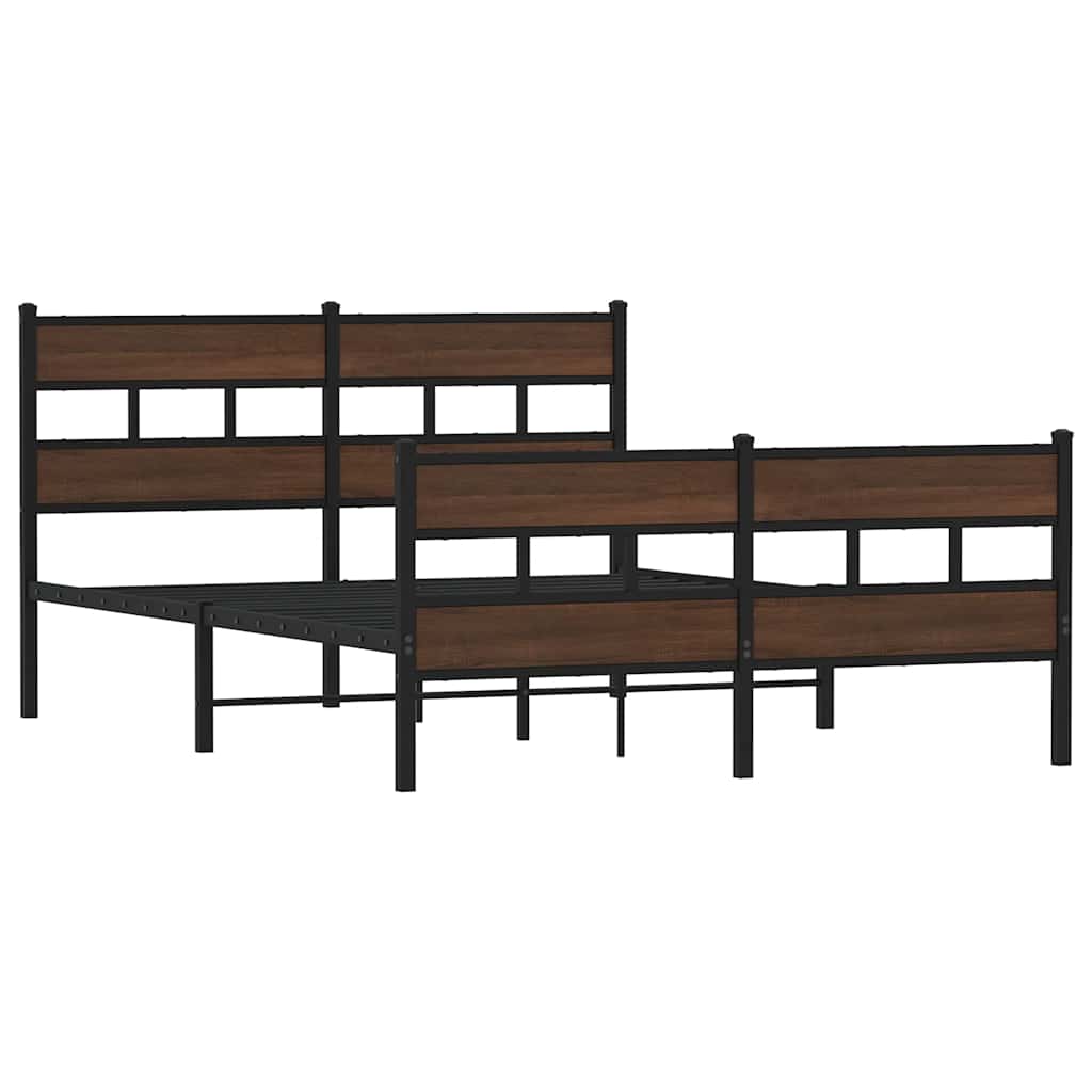 Metal Bed Frame without Mattress Brown Oak 160x200 cm