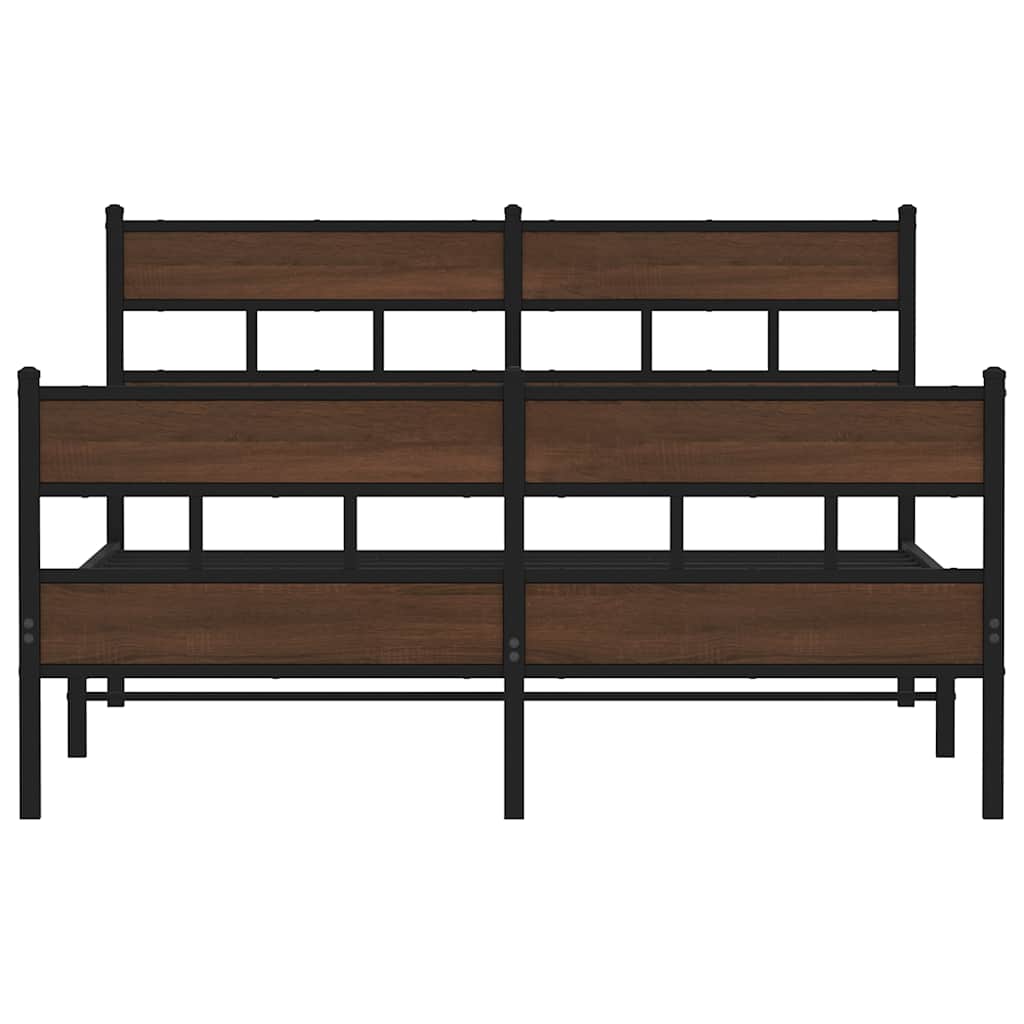 Metal Bed Frame without Mattress Brown Oak 160x200 cm