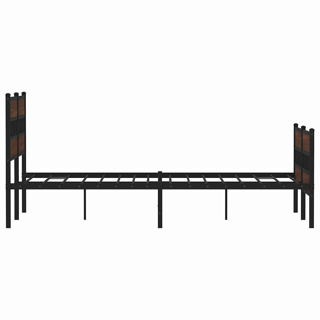 Metal Bed Frame without Mattress Brown Oak 160x200 cm