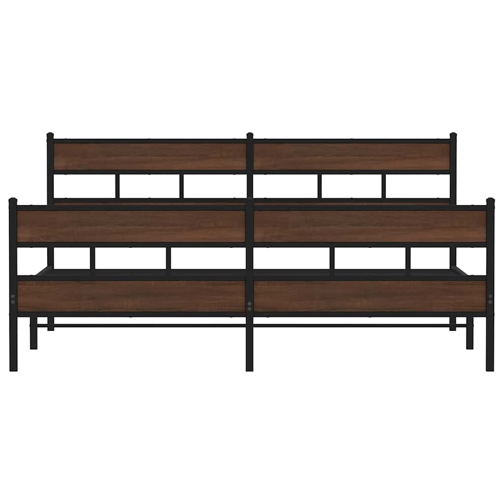 Metal Bed Frame without Mattress Brown Oak 183x213 cm