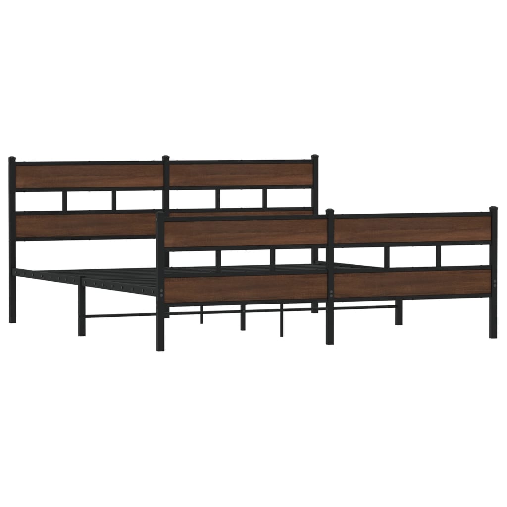 Metal Bed Frame without Mattress Brown Oak 200x200 cm