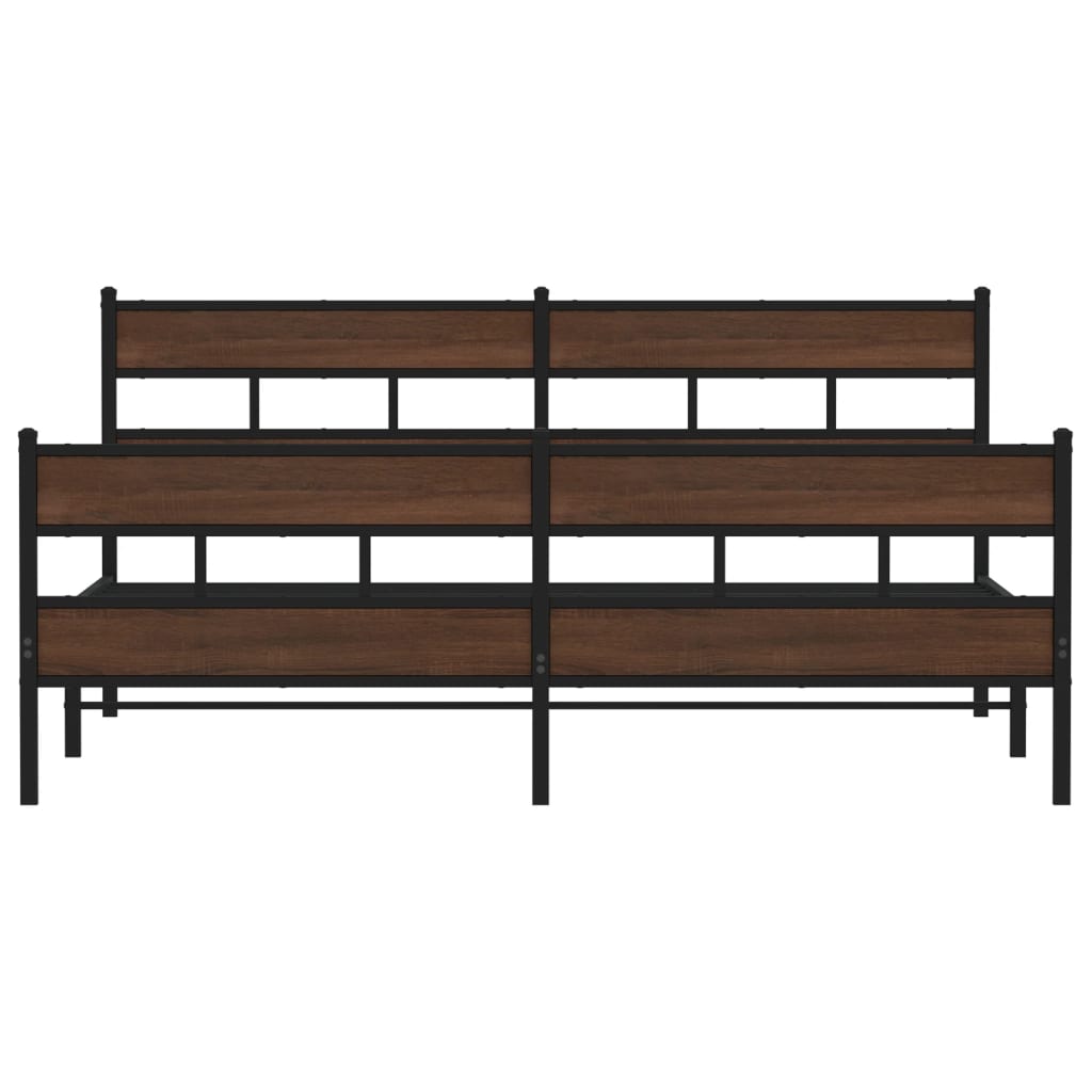 Metal Bed Frame without Mattress Brown Oak 200x200 cm