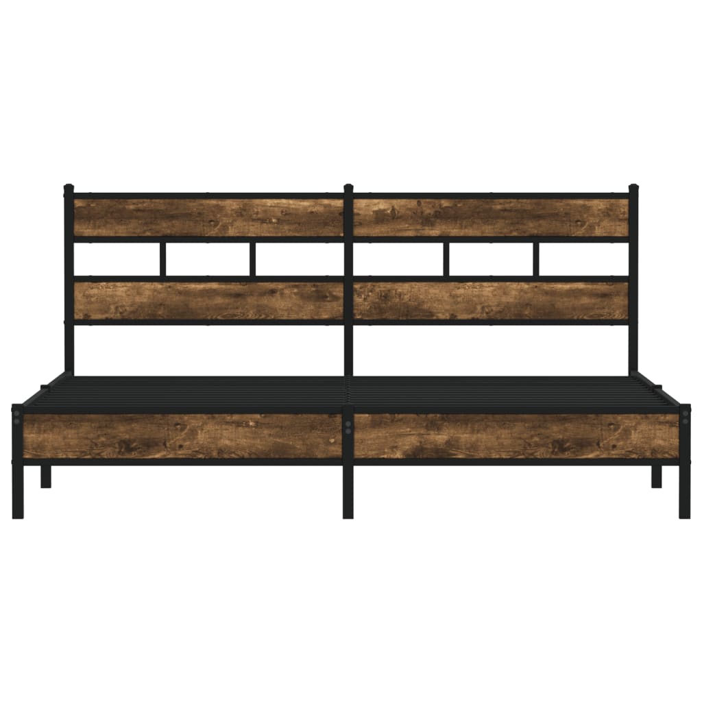 Metal Bed Frame without Mattress Smoked Oak 183x213 cm