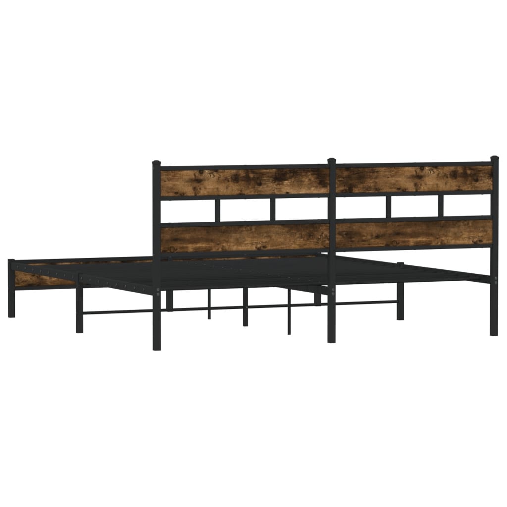 Metal Bed Frame without Mattress Smoked Oak 183x213 cm