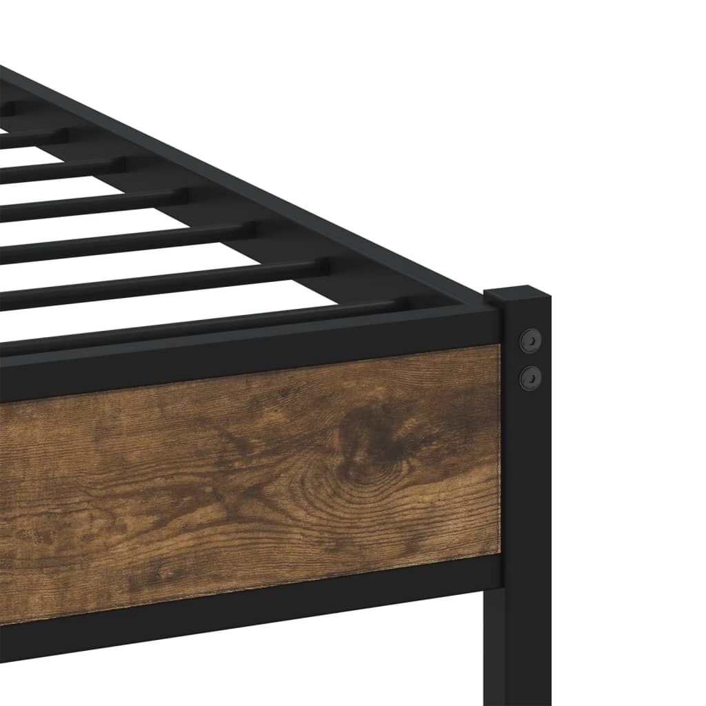 Metal Bed Frame without Mattress Smoked Oak 183x213 cm