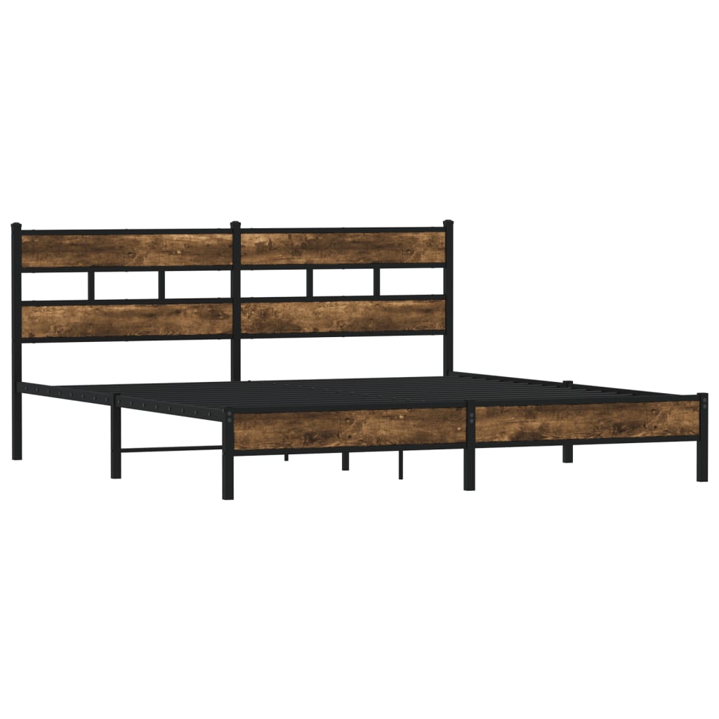 Metal Bed Frame without Mattress Smoked Oak 193x203 cm