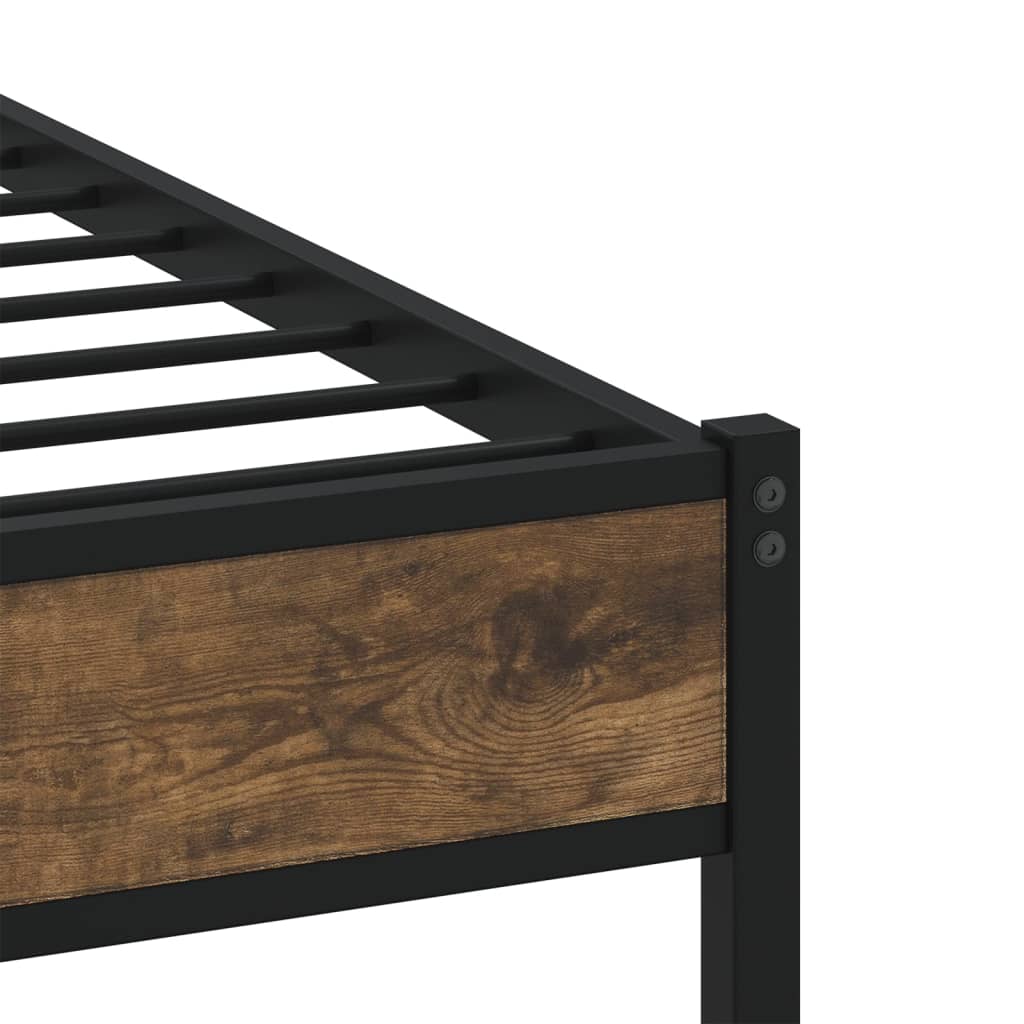 Metal Bed Frame without Mattress Smoked Oak 193x203 cm