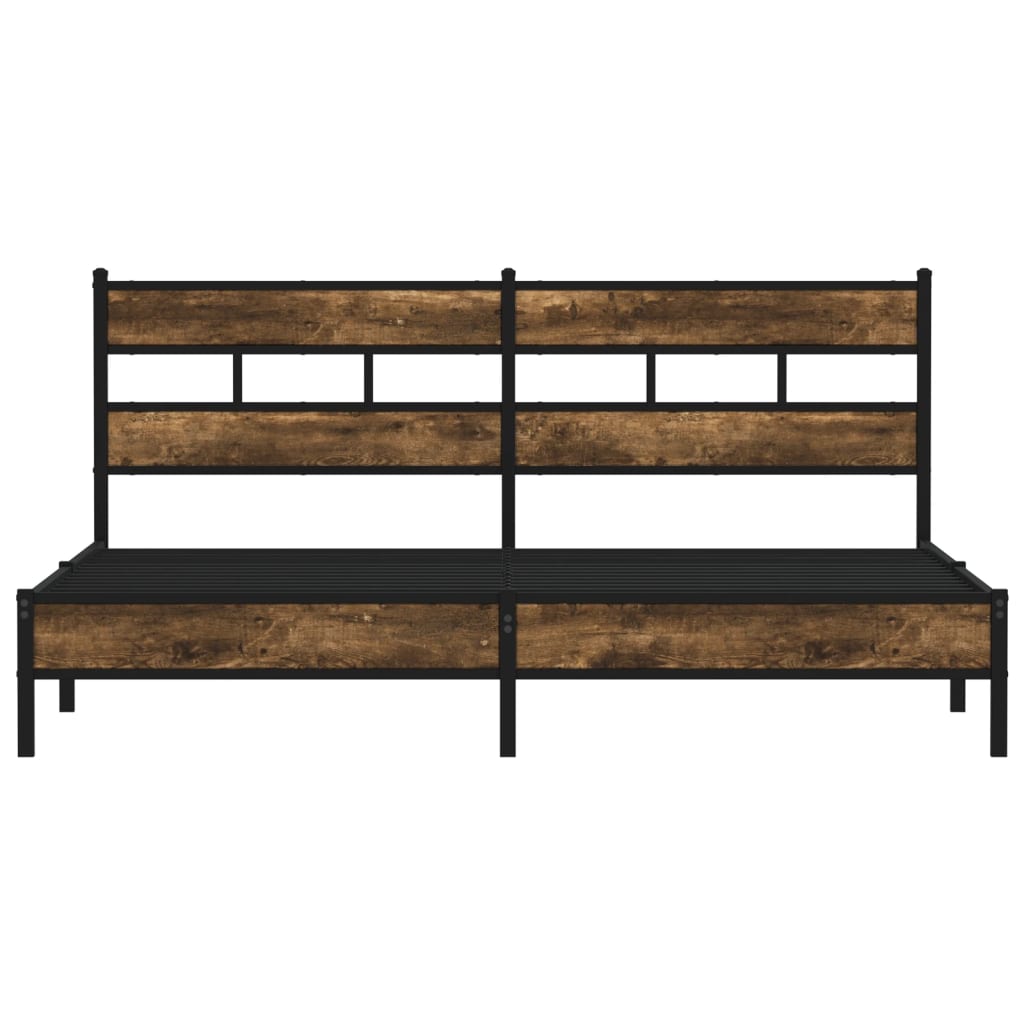 Metal Bed Frame without Mattress Smoked Oak 200x200 cm