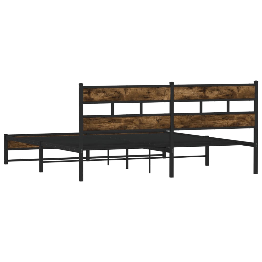 Metal Bed Frame without Mattress Smoked Oak 180x200 cm Super King