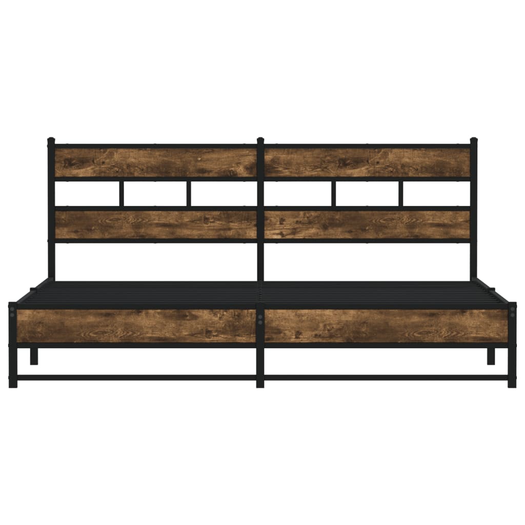 Metal Bed Frame without Mattress Smoked Oak 200x200 cm