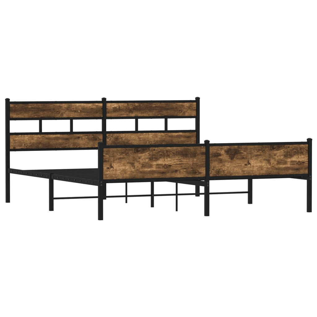 Metal Bed Frame without Mattress Smoked Oak 180x200 cm Super King