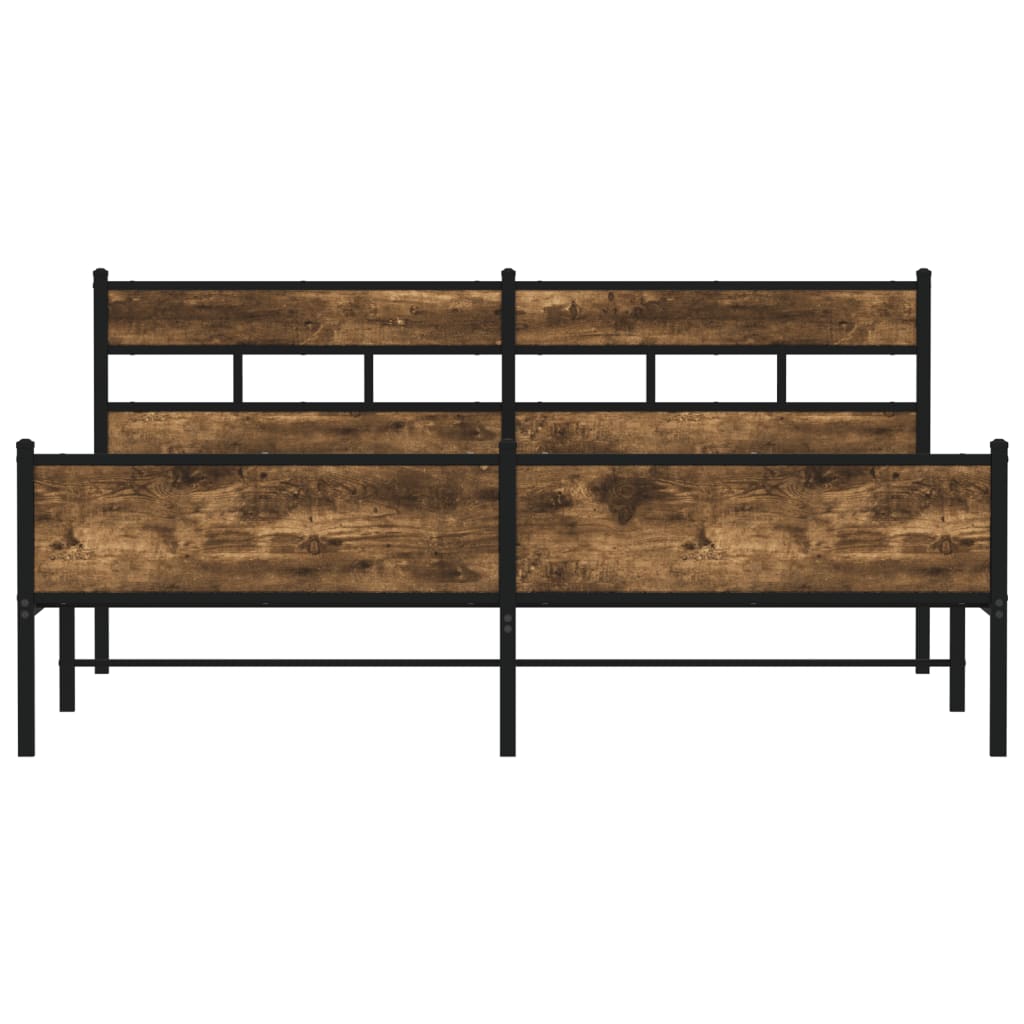 Metal Bed Frame without Mattress Smoked Oak 180x200 cm Super King