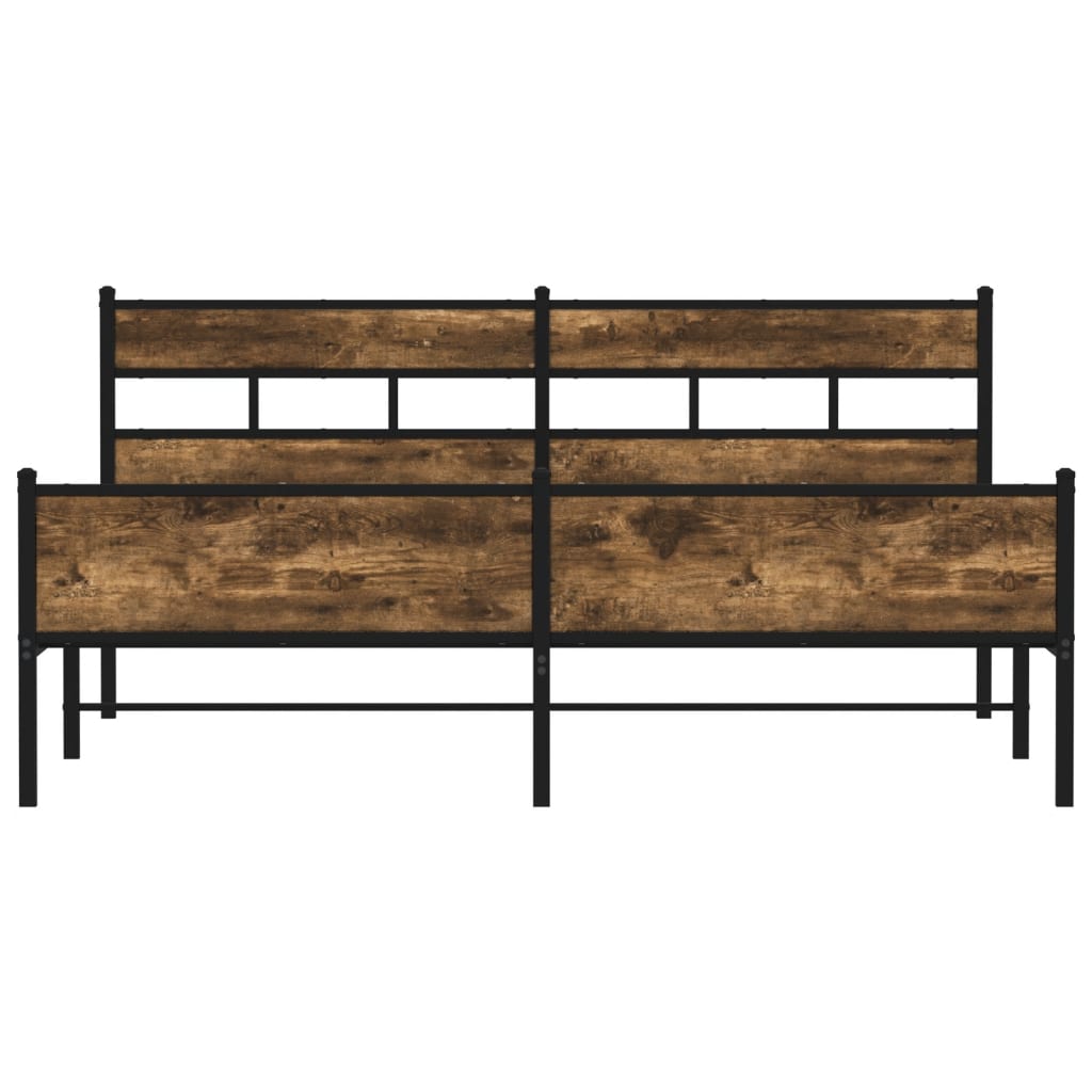 Metal Bed Frame without Mattress Smoked Oak 193x203 cm