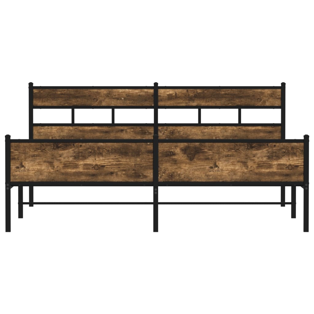Metal Bed Frame without Mattress Smoked Oak 200x200 cm