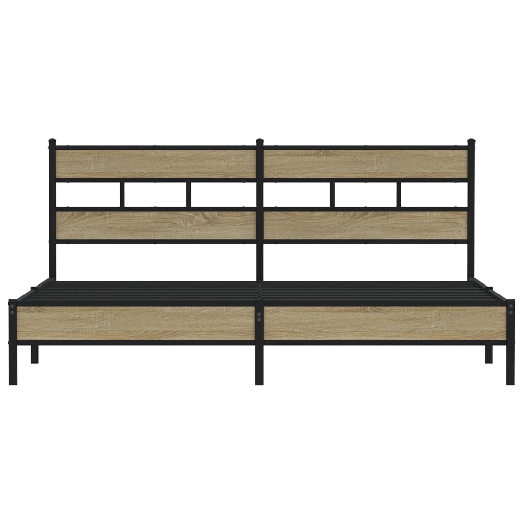 Metal Bed Frame without Mattress Sonoma Oak 183x213 cm
